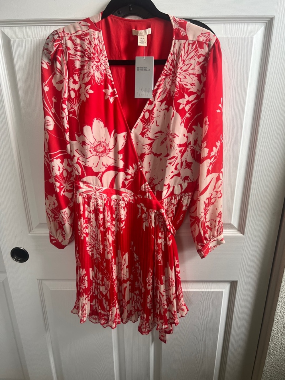 Red and White Floral Wrap Dress or Top